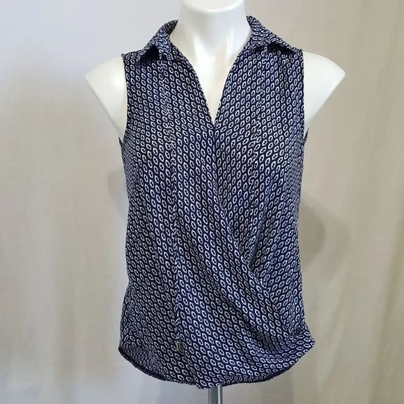 RIVER ISLAND | Navy Blue Surplice Faux Wrap Small - Picture 2 of 7